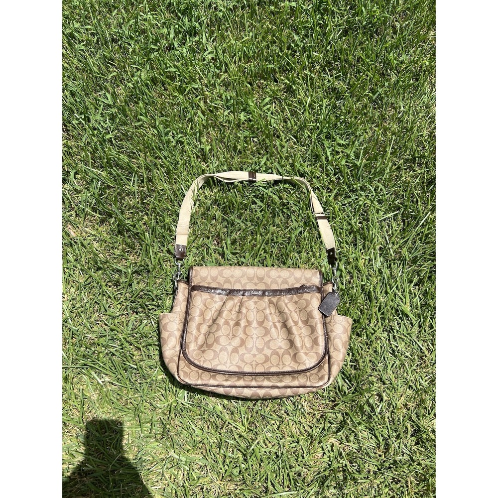 Coach Diaper Bag Messenger Tote Brow Signature Coated Canvas Carry/Travel